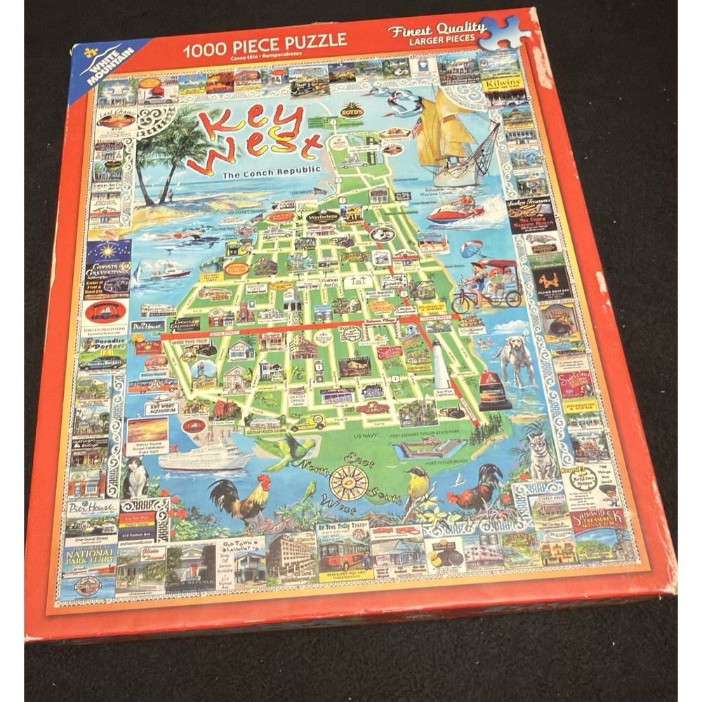 White Mountain 'Key West Conch Republic' 1000 Pc Puzzle 903S 24"x30" 2012 Comple